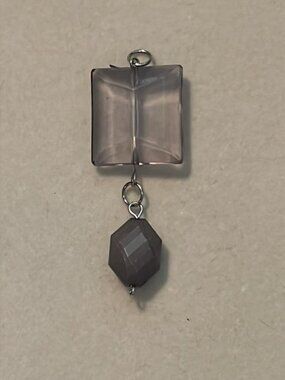 Light Grey Square Faceted and Oval Grey Pendant